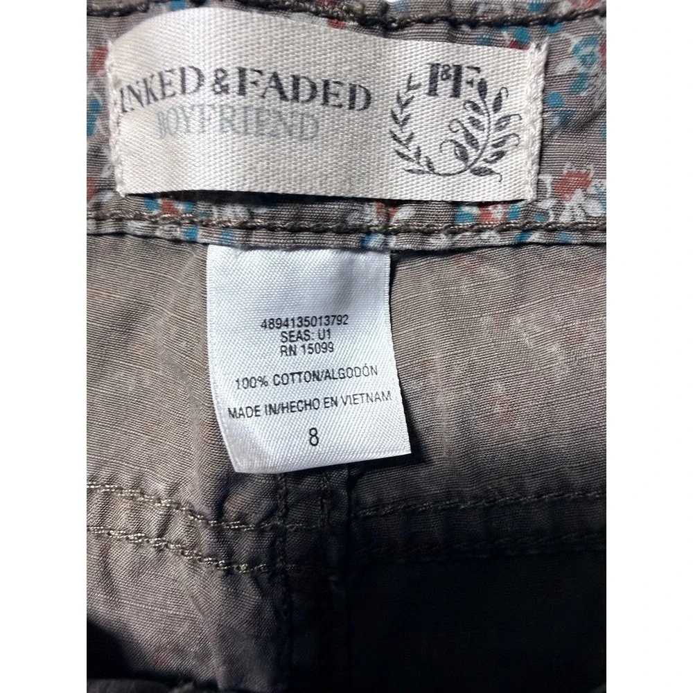 Women's‎ Inked & Faded Floral Daisy Tan Chino Short Size 8